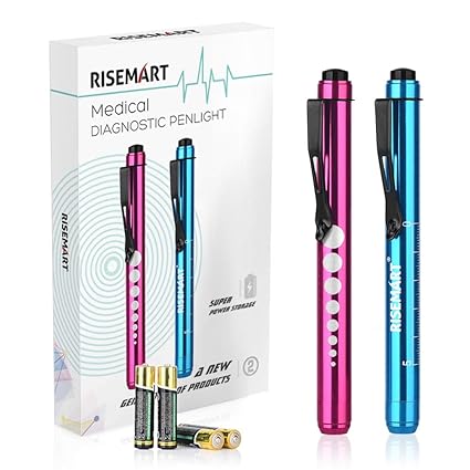 Pen light RISEMART Stiftlicht Diagnostikleuchte wiederverwendbare weißeLED-Stiftlampe mit Pupillenmessung als Doktor Stethosc