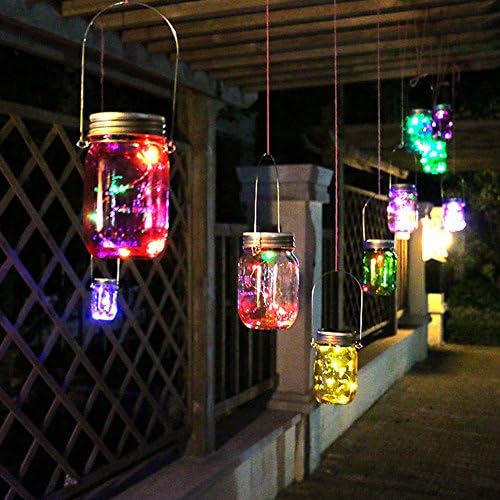 Holidayli Solar Mason Jar Lights Multi Pack LED Colorful Solar Fairy Lights Lids Insert for Garden Deck Patio Decor Hanging Lantern Lights (2-Pack)