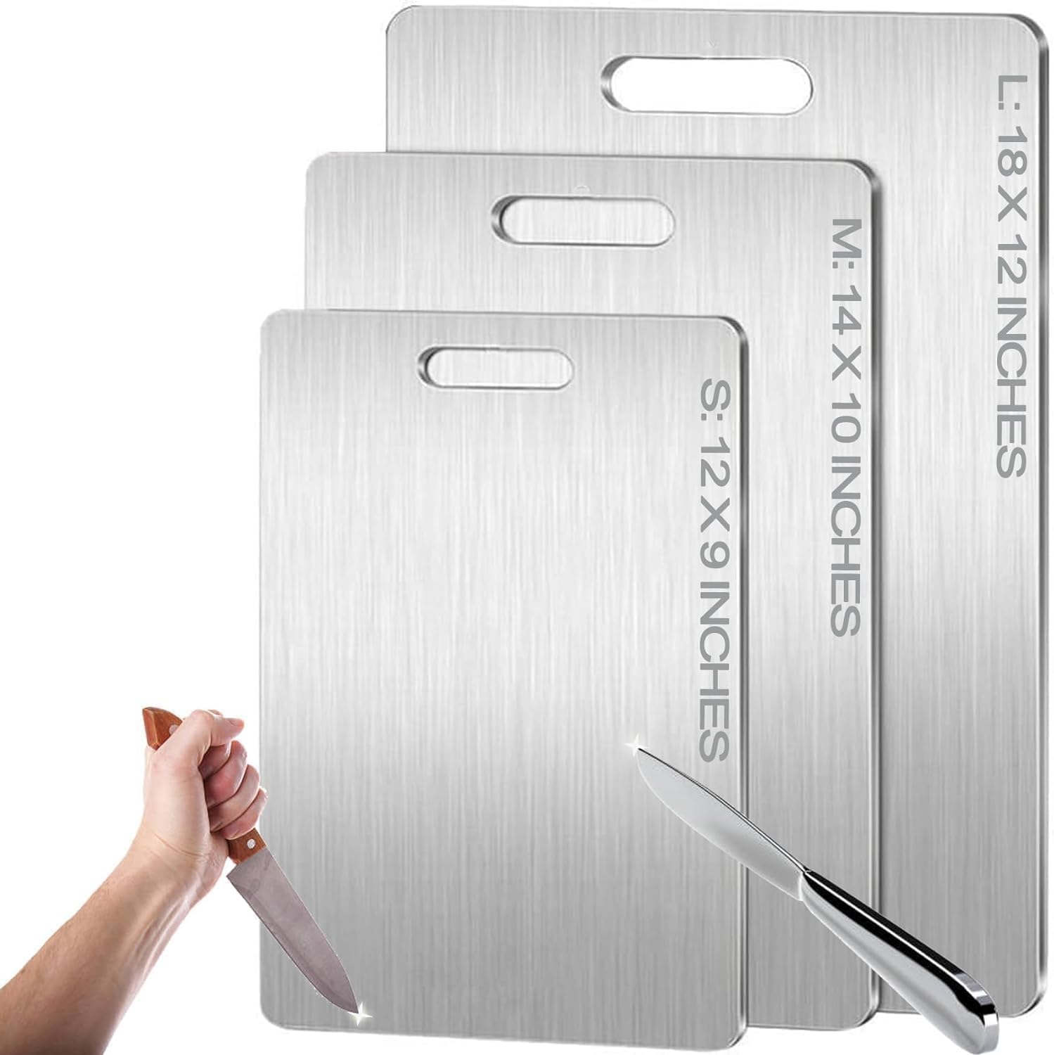Photo 1 of ****ONLY TWO***Titanium Cutting Boards for Kitchen - 100% Pure Titanium Cutting Board - Double Sided Food Grade Quality Cutting Boards - Easy to Clean and Store (18"L x 12"W)