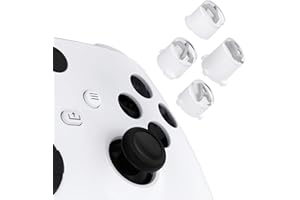 eXtremeRate ABXY Buttons for Xbox Series X & S Controller, Three-Tone Black & Clear with New Hope Gray Classic Symbols Custom