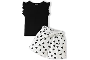 GOLLUNER Kids Girl Clothes Heart Print Sleeveless Top and Shorts Baby Girl Summer Outfits Short Set