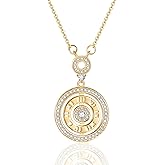 Vxddy Women Necklace Roman Numbers Pendant 18k Gold-Plated Sterling Silver Womens Dainty Modern Necklaces Jewelry