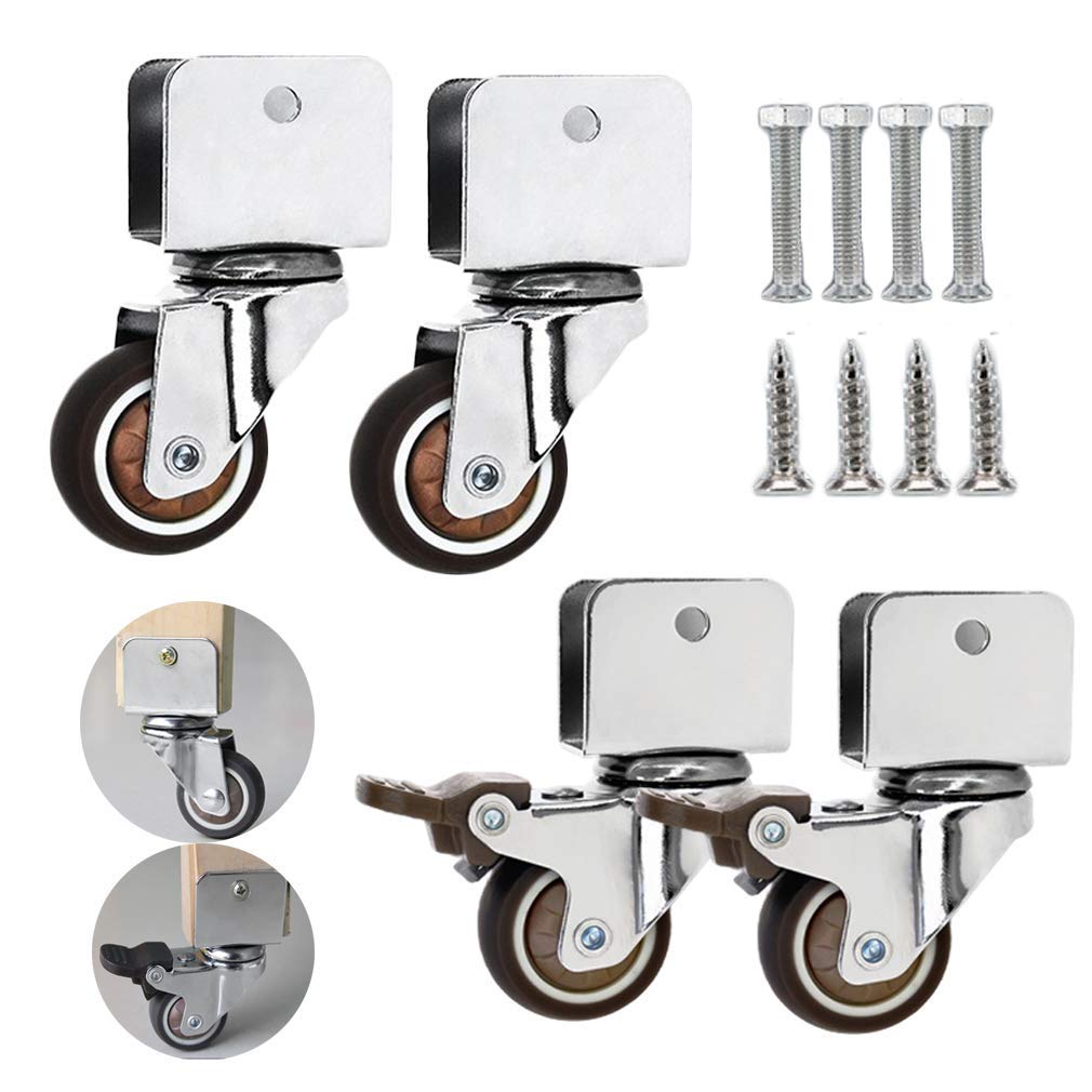 Caster Wheels, Crib Furniture Caster, 2inch Rubber Swivel Castor Wheel, UShaped Mounting Plate