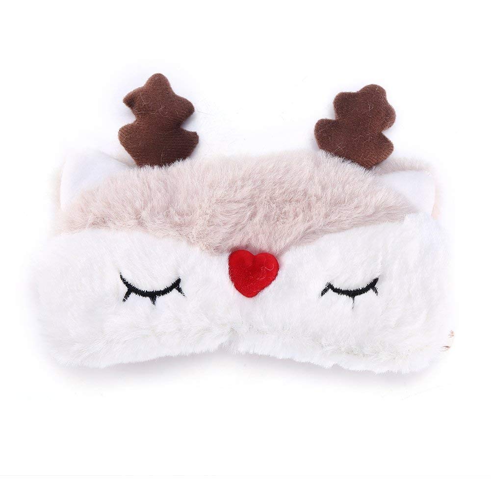 Fdit 5 Colours Cute Sleeping Mask for Eyes Christmas Deer for Home Travel (Reindeer)