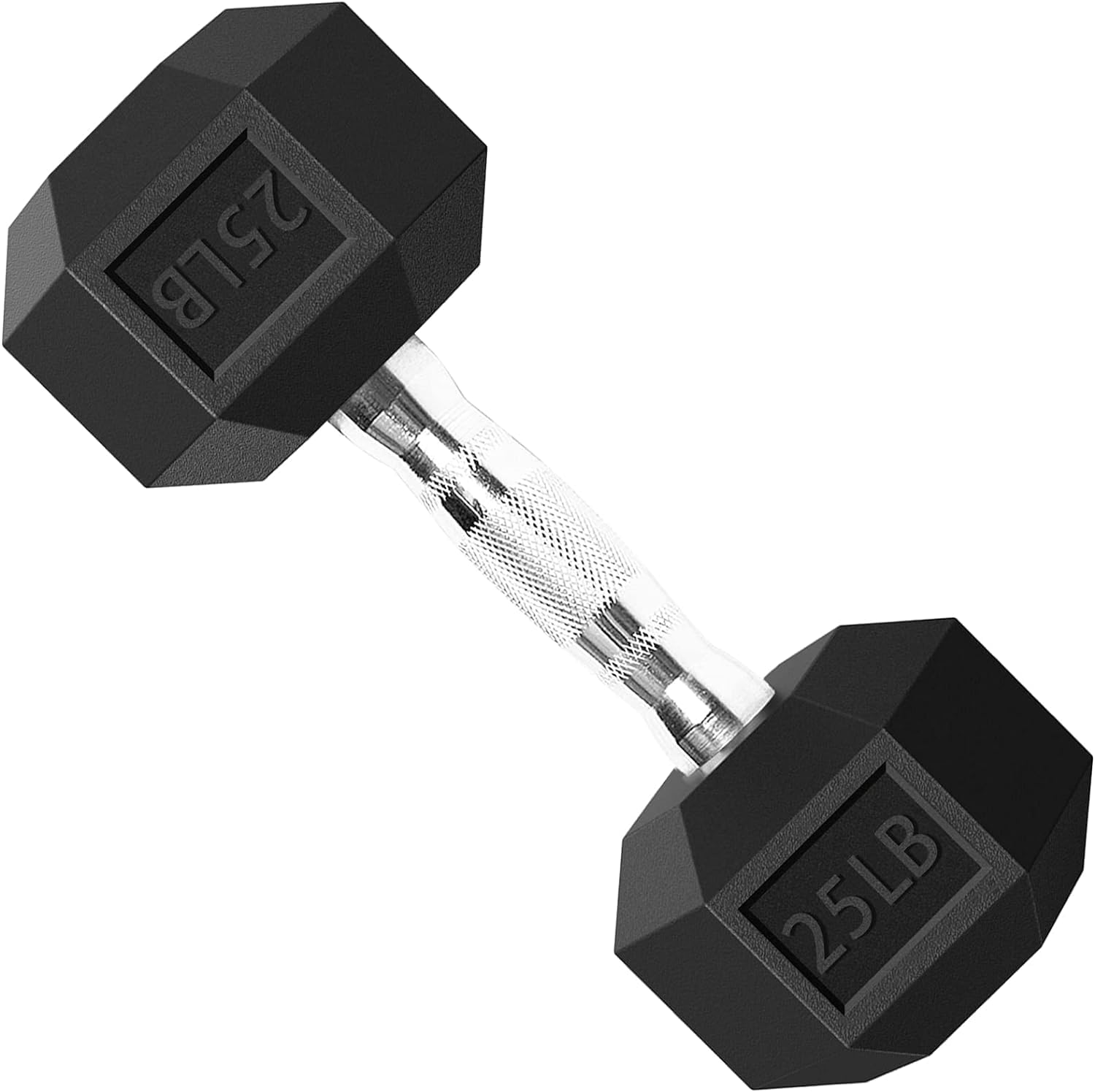 Balelinko Hex Dumbbells Free Weights Set with Metal Handles Rubber Encased Solid Cast Iron Hex Dumbbell in Single, 25 LBS Image