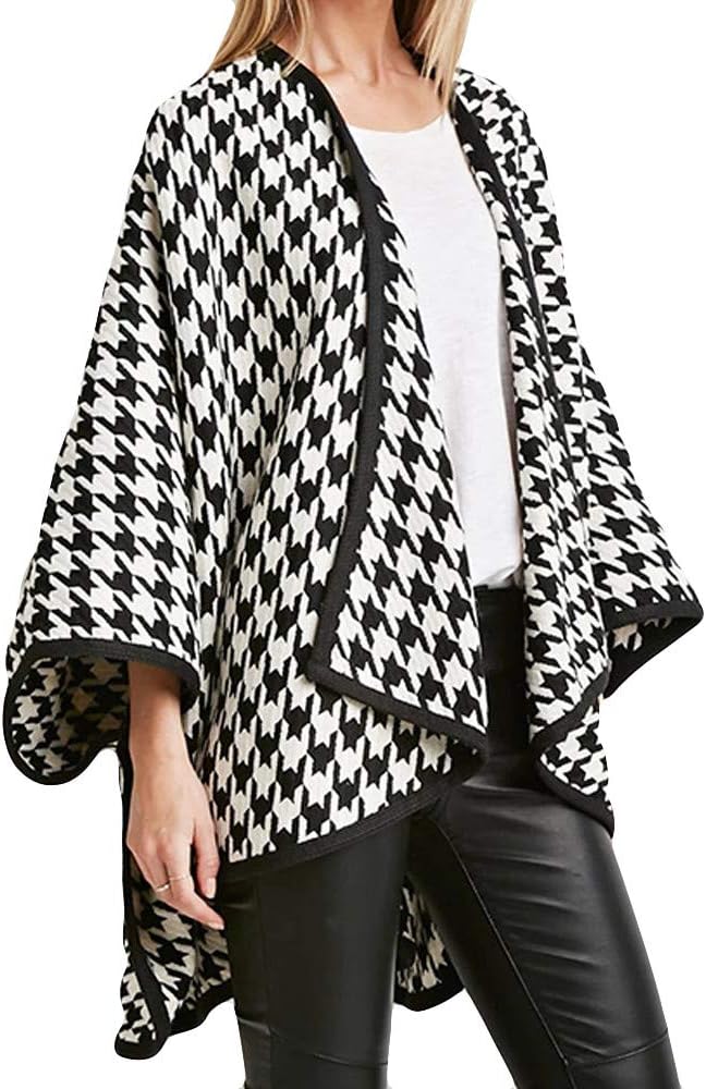 JURTEE Clearance Sale Fashion Women Autumn Winter Print Long Sleeve Turn-Down Collar Houndstooth Coat Windbreaker