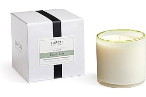 LAFCO New York Signature Candle, Feu de Bois - 15.5 oz - 90-Hour Burn Time - Reusable, Hand Blown Glass Vessel - Made in The USA