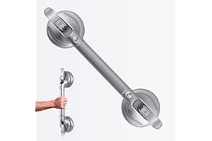 DAREN MEDICAL Heavy Duty Suction Shower Grab Bar - Toilet Bathroom Bathtub Safety - Shower Handles, Suction Cup Power Up to 250 LB, Perfect for Elderly Seniors(17 Inch, Gray Silver)