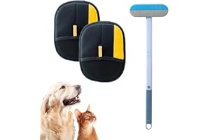 2pcs Pet Hair Removal Glove for Cats Dogs and 1pc Pet Hair Remover for Furniture Washable Lint Brush for Dog and Cat Hair Gen