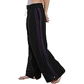 Jianzhixiao Women's Fleece Jogger Sweatpants Double Striped Athletic Track Pants High Waisted Wide Leg Pockets