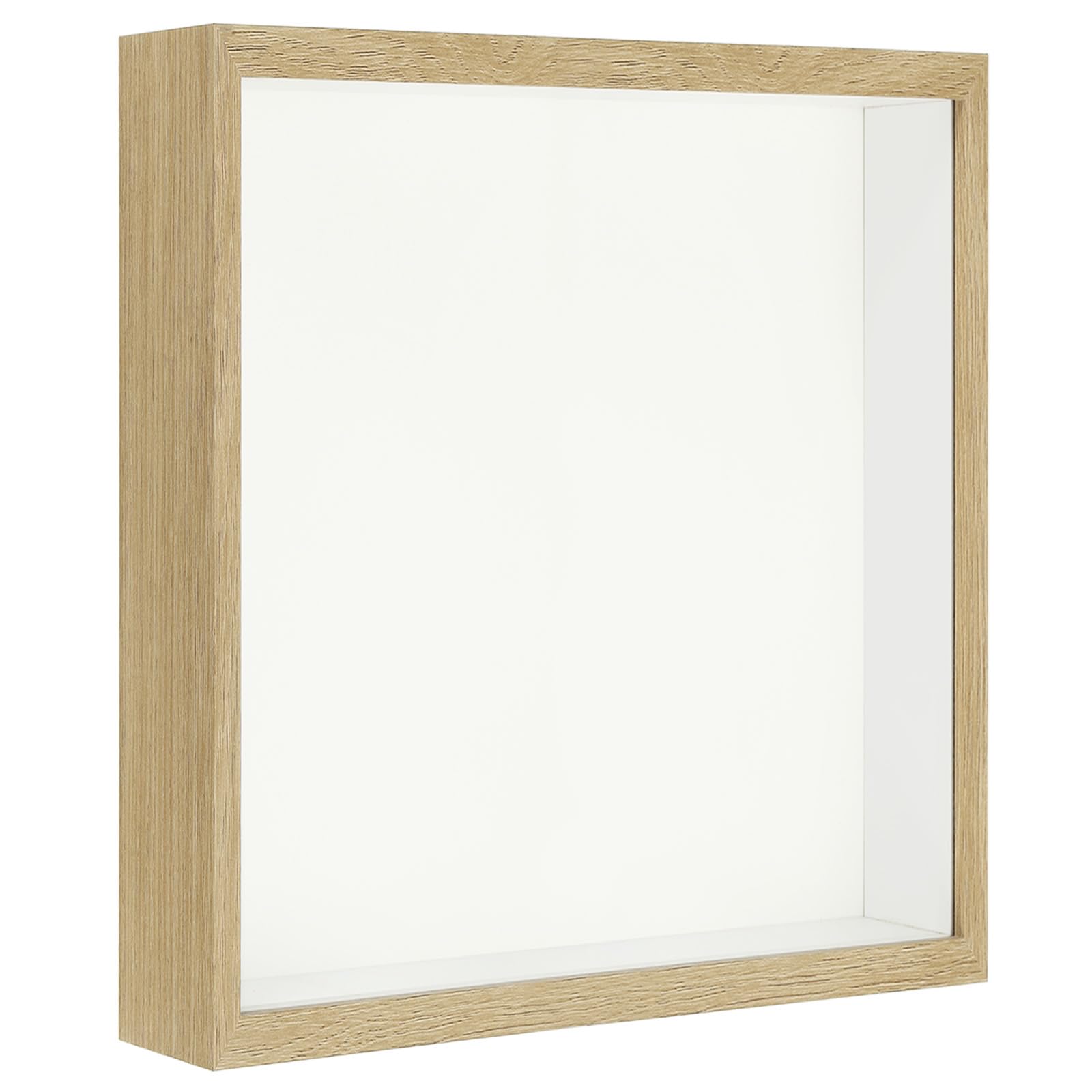 PATIKIL 9x9 Shadow Box Frame, Wooden Dried Flower Floating Photo Frame Acrylic DIY Display Case for Flowers Ticket Crafts and Photos, Natural Color