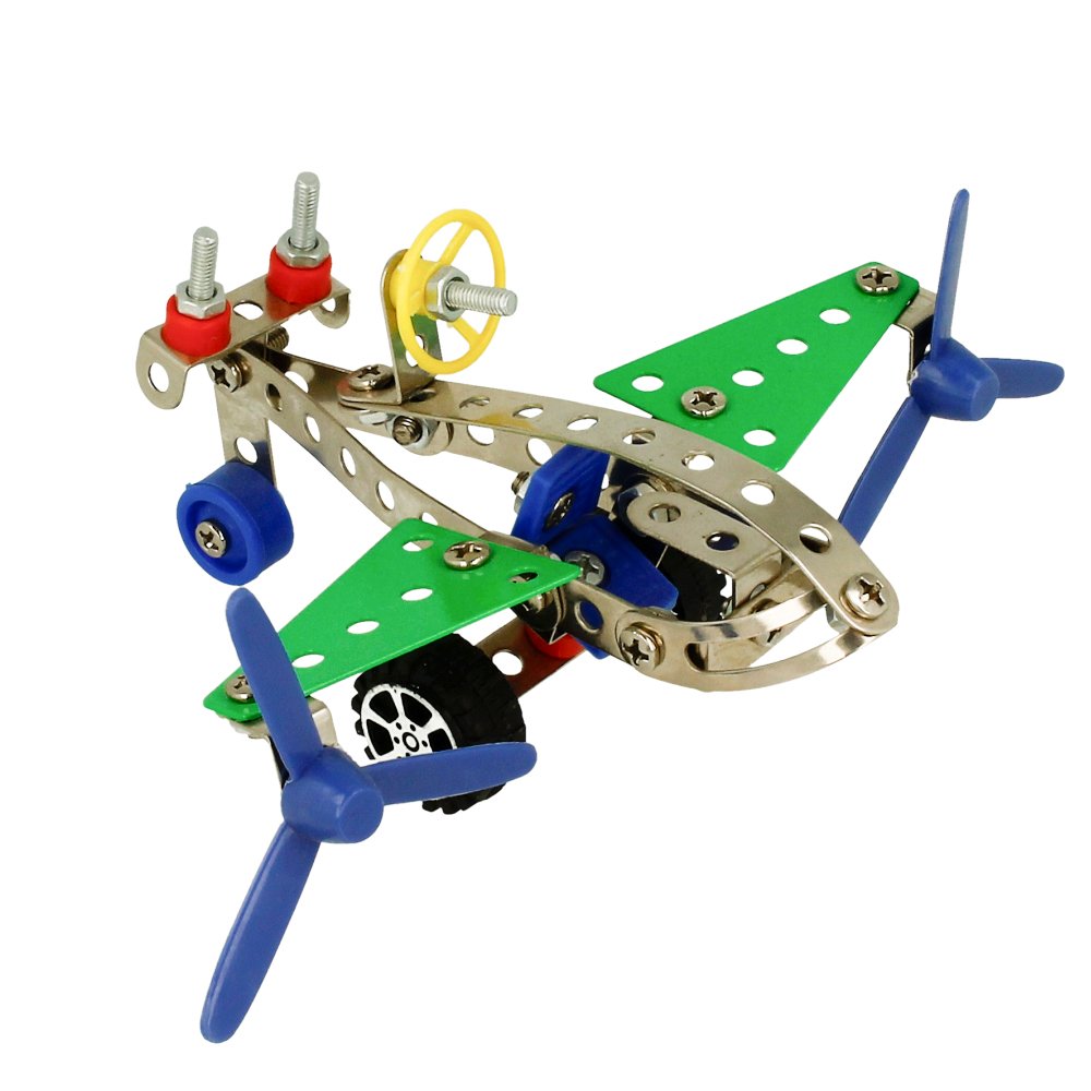 Juego de Construcción de Metal Avión Incluye Piezas y Herramientas