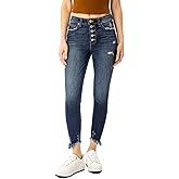 Kan Can Women's High Rise Button Fly Skinny Jeans - KC8577