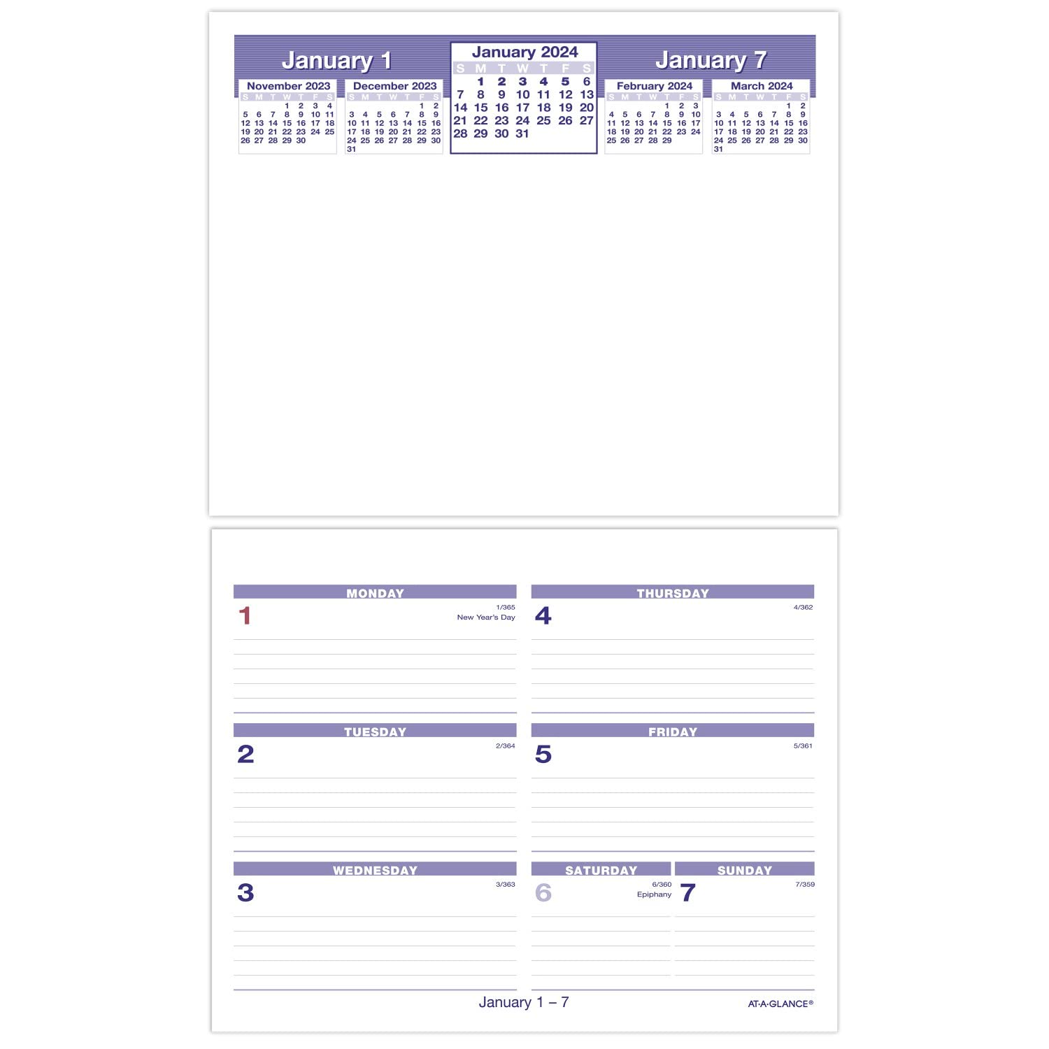 AT-A-GLANCE 2024 Flip-A-Week Weekly Desk Calendar Refill, 6" x 7" (SW705X5024)