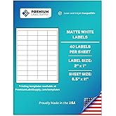 Premium Label Supply White Sticker Barcode Labels – 2" x 1" – Laser/Inkjet Compatible – (40 per Sheet), 25 Sheets – 1000 Total Adhesive Labels