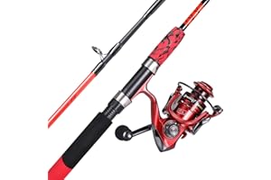 Sougayilang Spinning Reel and 2-Piece Fishing Rod Combo, Durable Graphite & Fiberglass Rod, Split-Grip Cork Handle,Right/Left Handle Position