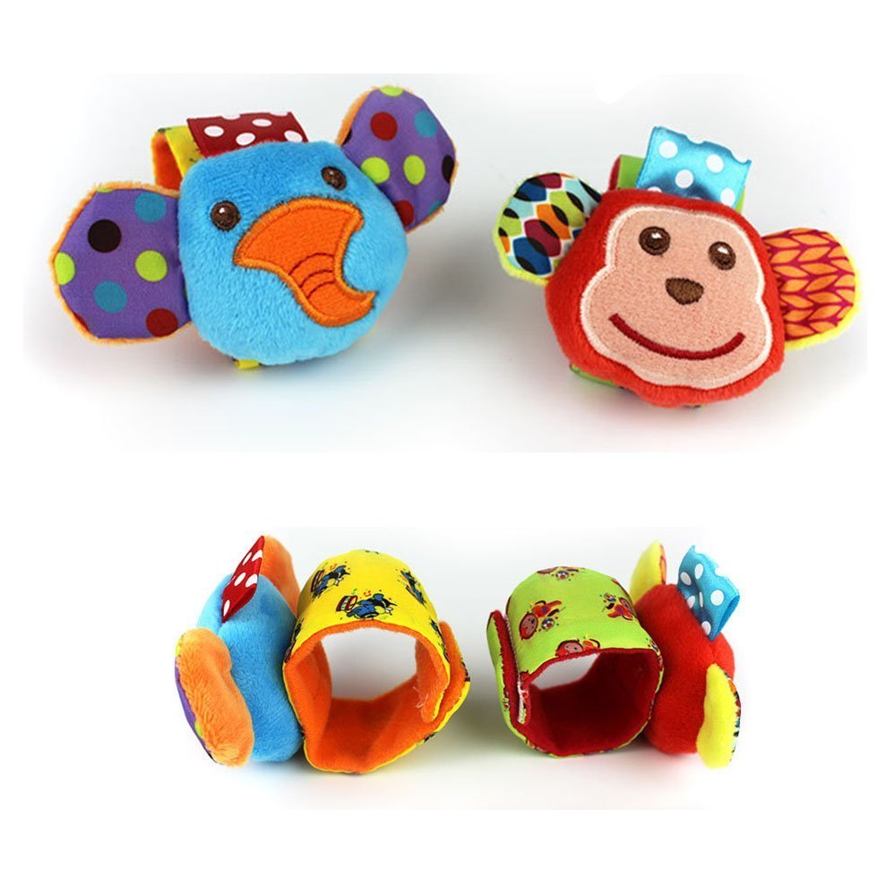 deardeer baby infant animal wrist and feet rattles