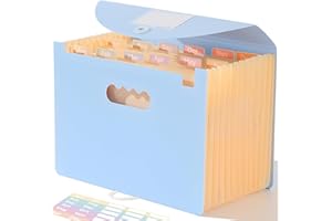 SortRax Accordion File Organizer 12 Pockets, Monthly Bill Receipt Tax Organizer, Expanding File Folders with Larger Bright Tabs, Fits Letter/A4 Size - Blue