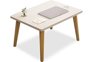 Funecy Small Coffee Table Low Table Solid Wood Sturdy Floor Table Desk for Sitting on The Floor, Storage and Living Room Furniture，Natural Wood，24inch (White, 24 * 16inch)