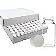 XHPHAPACK 20ml Glass Vials With Screw Caps, 24-400 Screw Neck Assembled With Polypropylene Caps and PE Liners, Leakproof Freezable ，USP Type 1 Borosilicate Glass Bottles with Lids, Pack of 100