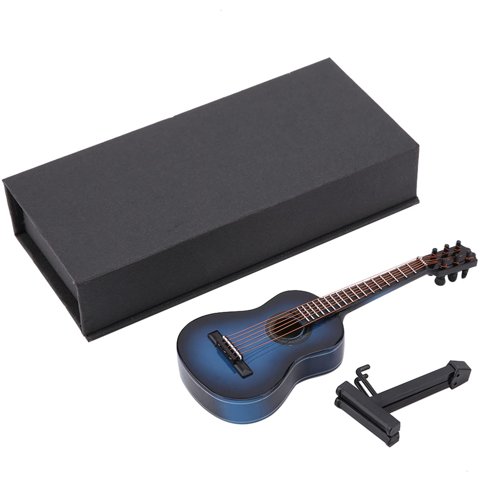 Garosa Miniature Guitar Model Wooden Musical Instrument Display with Stand Case Dollhouse Accessories Small Craft Ornaments Home Decor for Collectors (#02)