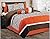 7 Piece Luxurious Orange Comforter Set for King Size Bed includes Quilted Comforter Bedskirt Pillows Shams Toronto Collection