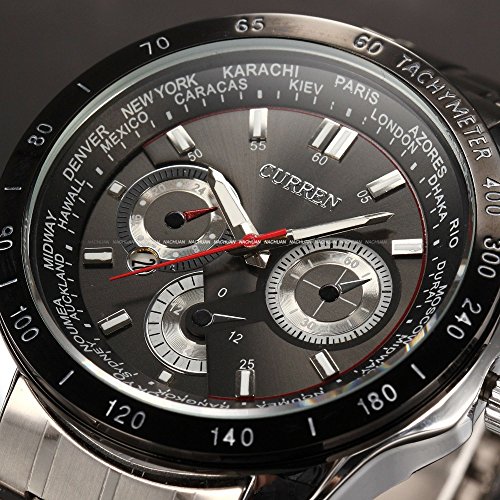 Mens Curren Relojes Marca Superior Reloj de Cuarzo de Acero Militar del ejército Deporte Impermeable Reloj Negro - Imagen 4