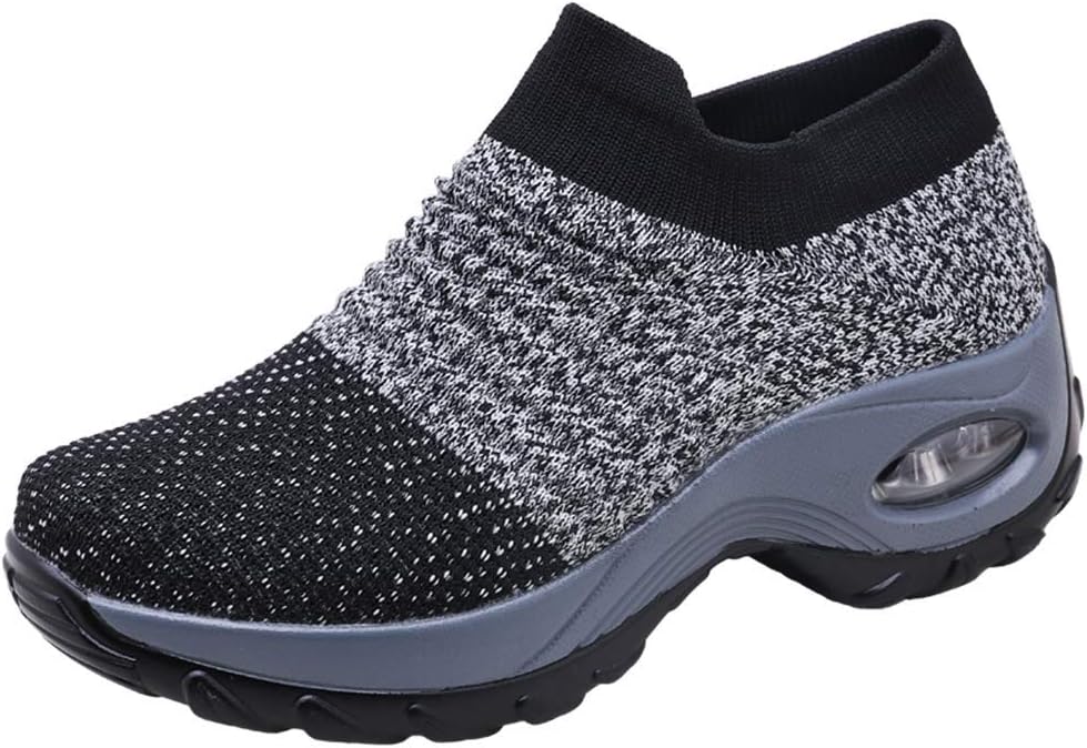 Womens Running Sports Shoes Air Shock Absorbing Mesh Lightweight Breathable Gym Walking Sneakers Breathable Slip On Trainers Black Gray Purple Red White 3-10 UK (35-44 EU)
