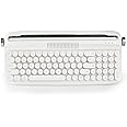 YUNZII Upgraded Wireless Typewriter Keyboard,with Retro Integrated Stand,USB-C/Bluetooth,Cute Round Keycaps, USB-C/Bluetooth Connection for Table, Phone, PC and Win/Mac/Android (B309, Snow White)
