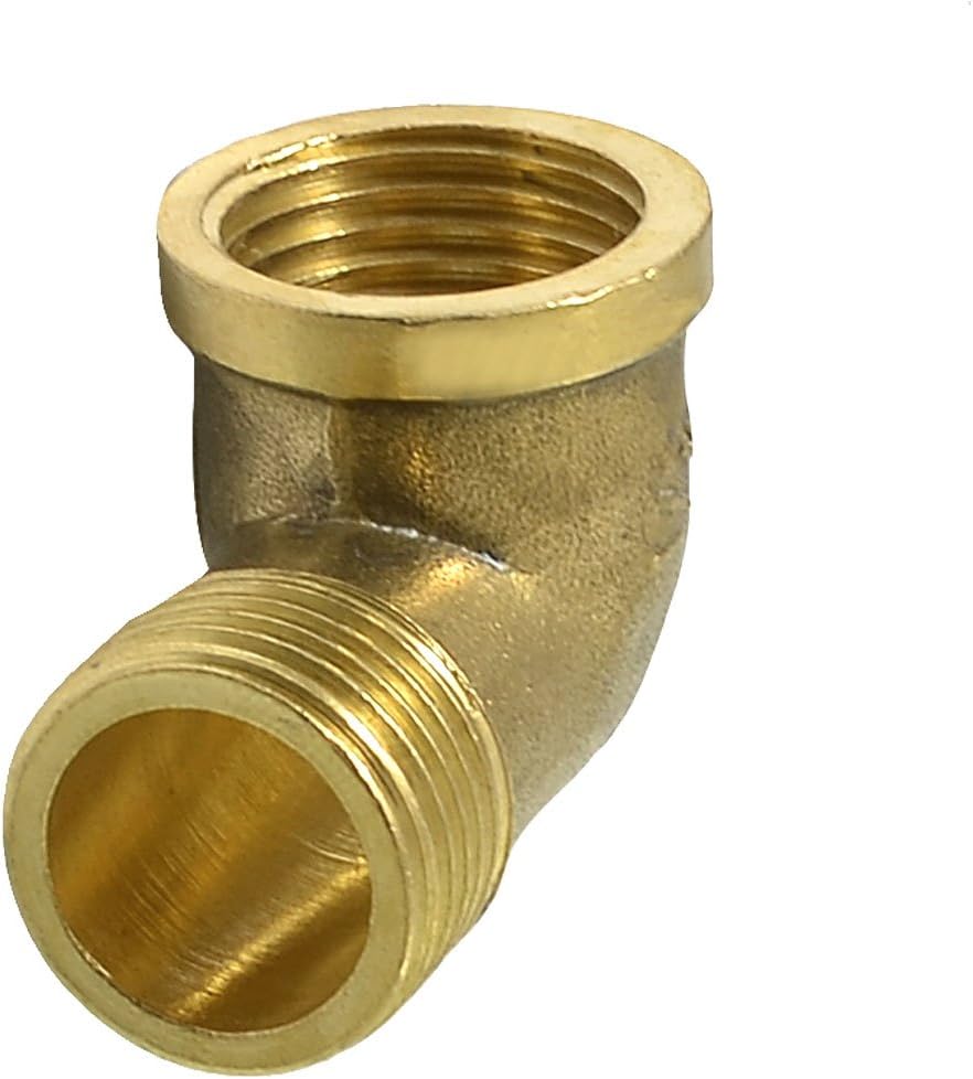Sourcingmap 1/2PT Male to 1/2NPT Female Thread Elbow Pipe Coupler Fitting, Gold Tone
