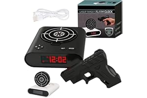 Target Alarm Clock with Gun, Creative LED Display Alarm Clock, Digital LED Display Interactive Wake Up Clock, 2 Alarm Modes, 