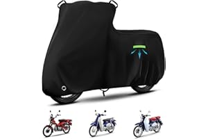 KERANTY Motorcycle Cover Waterproof for Honda Super Cub C125 ABS/Trail 125/Yamaha Zuma 125/Honda Ruckus, Heavy Duty Outdoor Sun UV Rain Dust Protection Motorbike Cover with Soft Cotton Lining & Lock Hole