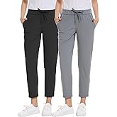 Orrstarry 2 Pack Women's Golf Pants with Deep Pockets Stretch 7/8 Ankle Sweatpants for Athletic, Work, Travel, Lounge