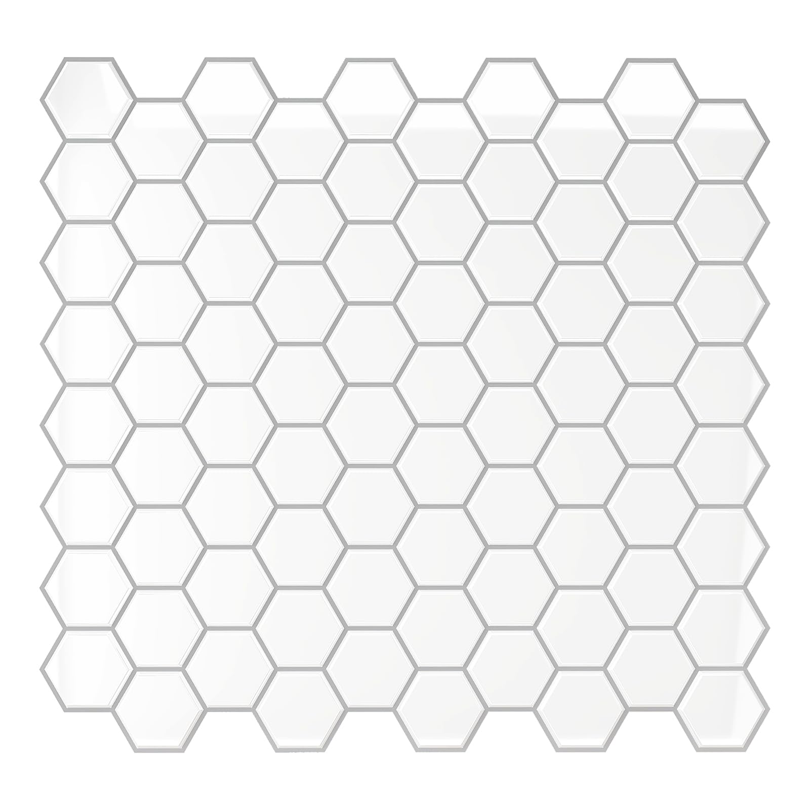 Photo 1 of VEELIKE White Hexagon Kitchen Backsplash Tiles Peel and Stick Backsplash Wall Tiles for Bathroom 24 Sheets Waterproof Renter Friendly Ceramic Stick on Tile for Shower Wall Laundry Room 12''x12''