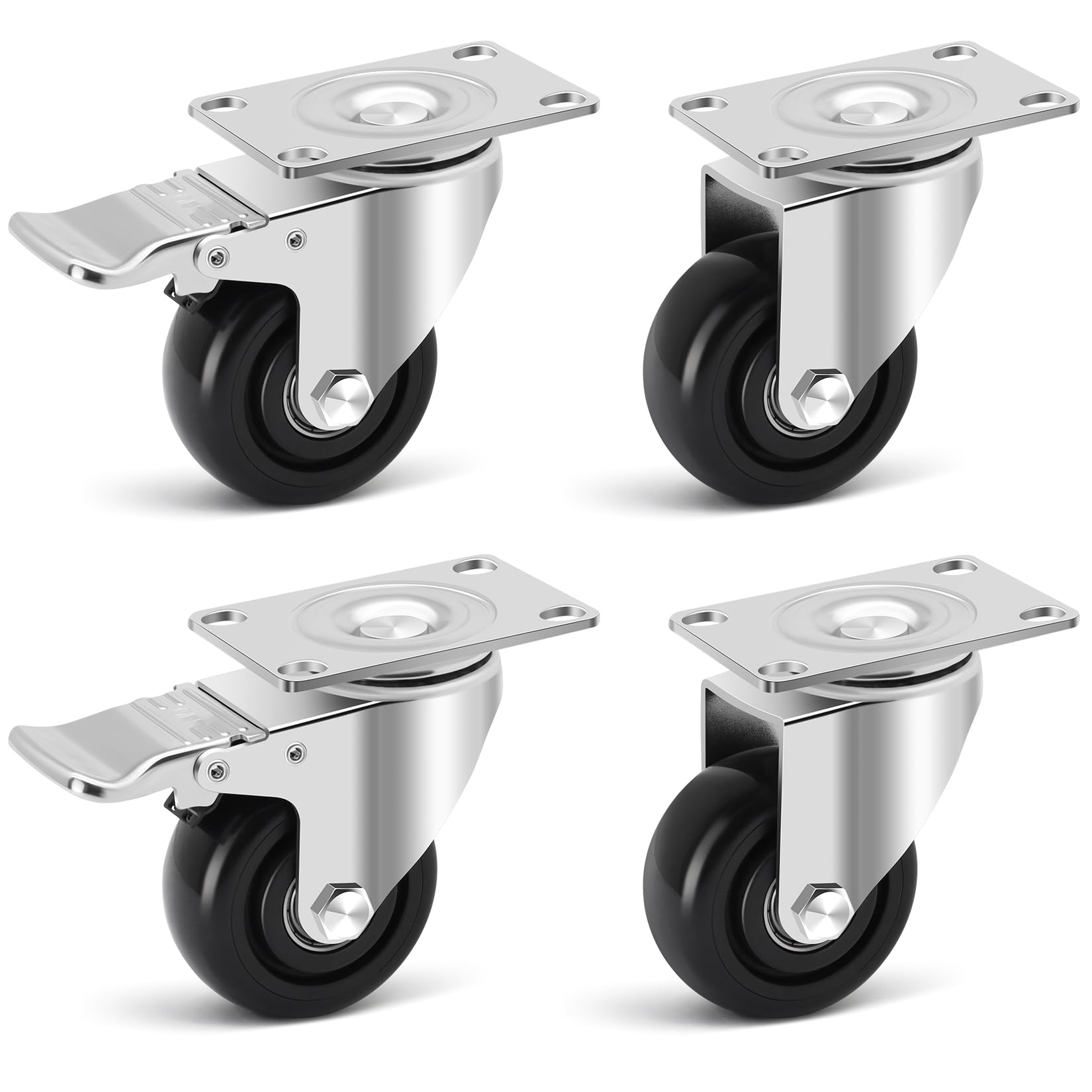 W B D WEIBIDA 3 Inch Caster Wheels, Casters Set of