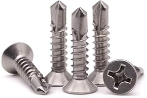 ROYCEMART #6 x 3/4" (100 Pack) Stainless Steel Flat Head Self Tapping Screws Phillips Head Self Drilling Screws Sheet Metal Screws, 410 Stainless Steel