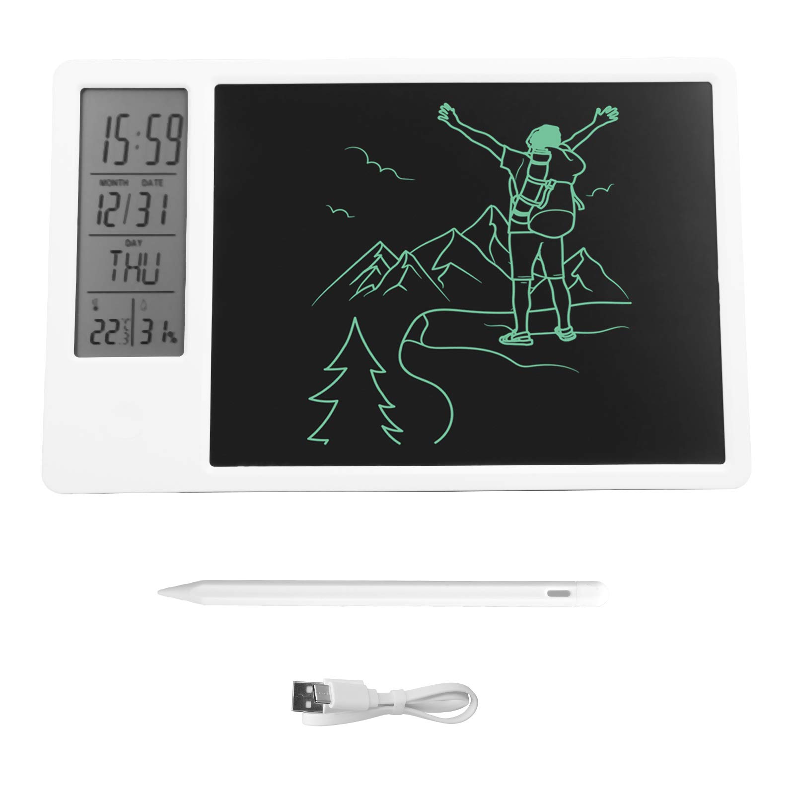 Electronic Calendar Writing Board, DC 5V ABS Desktop Digital Display Handwriting Drawing Tablet for Home, Office