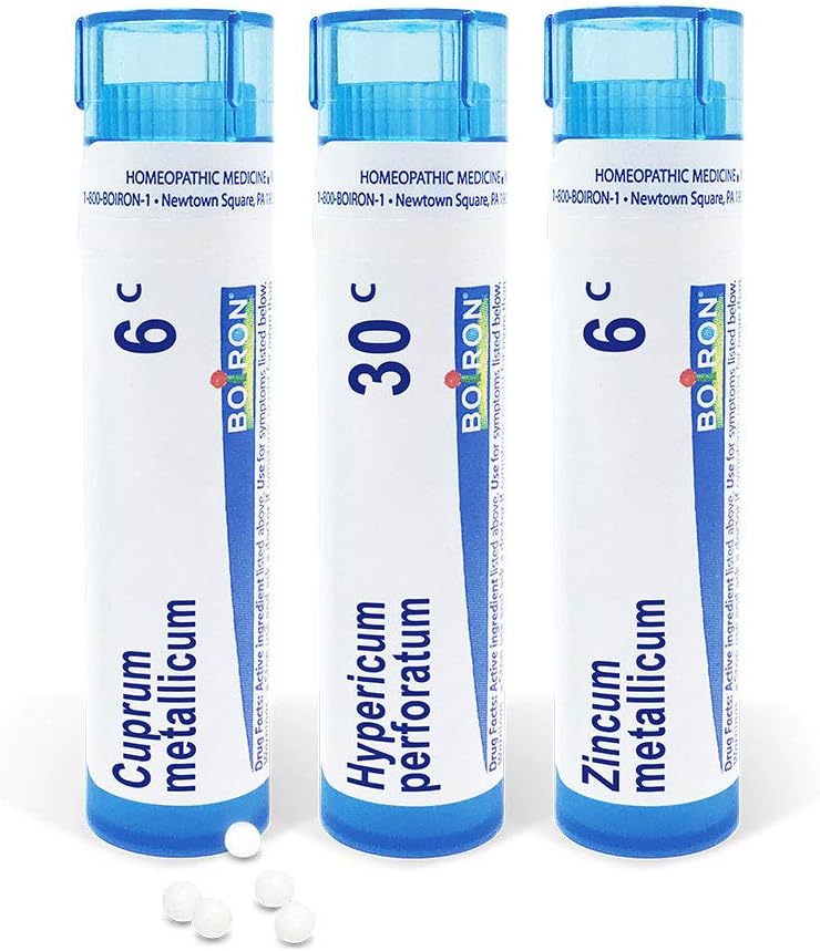 Boiron Leg Pain Relief, 3 Pack of 80-Pellet Tubes, Zincum metallicum 6C Cuprum mettalicum, 6C Hypericum perforatum 30C, Homeopathic Medicine to Relieve Restless Legs Leg Cramps and Shooting Pain, Blue: Health & Personal Care