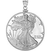 Gold Filled & Sterling Silver Silver Eagle Bezel 40.7 mm Screw Top Coin Edge One oz Coin NOT Included