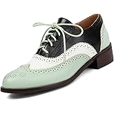 Women's Patent Leather Perforated Lace-up Oxfords Multicolor Colorful Brogues Wingtip Derby Shoe Ladies Plus Size Vintage Dress Oxfords-15 Yards
