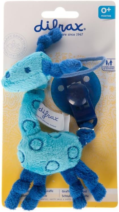 Difrax Plush Pacifier Clip and Holder (Giraffe Blue)