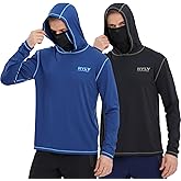 Fishing Shirts for Men,Long Sleeve Rash Guard Shirts Sun Protection Hoodie Athletic Running Hiking Shirt 1/2 Packs