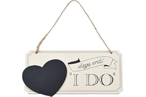 URROMA Wedding Countdown Gift, 1 Pcs Personalized Days Until Wedding Countdown with Heart Chalkboard Sign Engagement Gifts for Couples Wedding Bridal Shower Gift