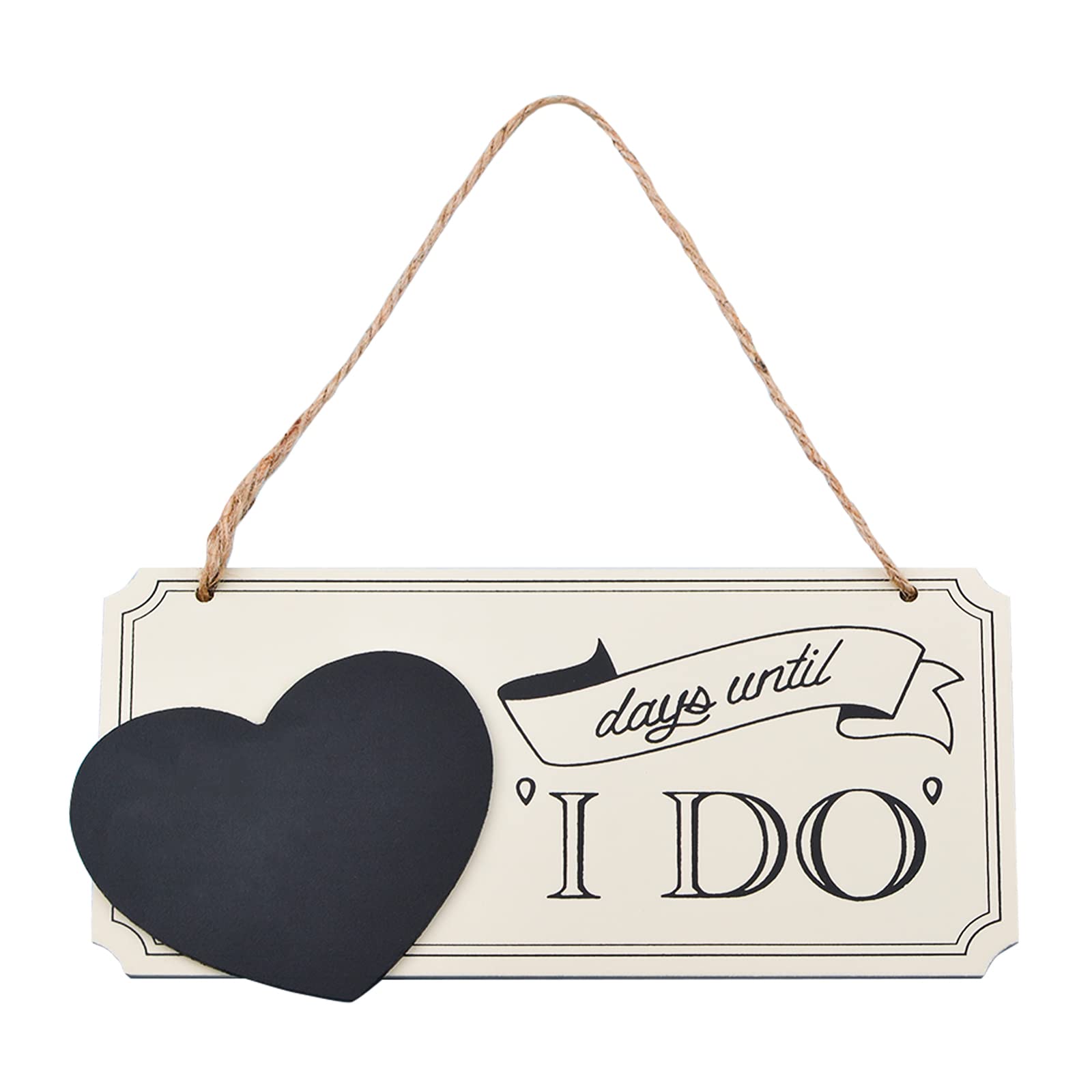 URROMA Wedding Countdown Gift, 1 Pcs Personalized Days Until Wedding Countdown with Heart Chalkboard Sign Engagement Gifts for Couples Wedding Bridal Shower Gift