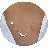 ASCOMY Dainty Gold Pendant Necklace 14k Gold Plated Delicate Tiny Love Heart Star CZ Leaf Pendant Necklace Simple Necklaces Everyday Jewelry for Women