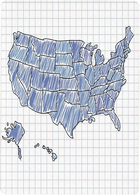 Amazon Co Jp 壁紙 絵画風ポスター はがせるシール式 地図 手描き米国地図スケッチ表示落書き地図作成ノート教育 青紫青黒40x60cm 風景 いろいろ ホーム キッチン