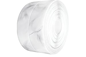 FANSIVOKE Kitchen & Bath Tape Caulk Strip, 1.5 Inch 10.5 Ft PVC Self Adhesive Waterproof Caulking Sealing Tape, Decorative Sealant Trim for Kitchen Sink Toilet Bathroom Shower and Bathtub (CloudMarble3.2M)