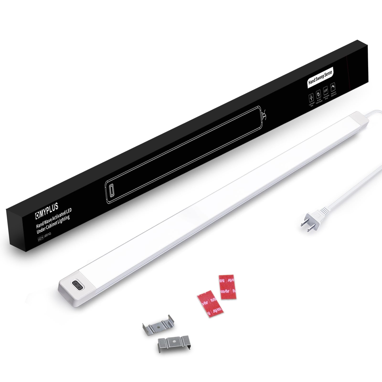 Photo 1 of MYPLUS 24 Inch Under Cabinet Lights with Hand Wave, Under Counter Lighting 4000K Natural White,Dimmable,Plug and Play,LED Lights for Kitchen Cabinet, Cupboard, Closet, Desk