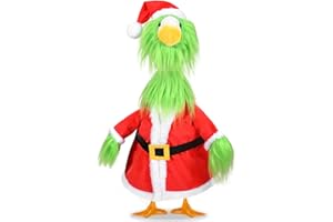 JcHrmers Christmas Porch Goose Outfits Funny Green Goose Outfit Lawn Porch Goose Clothes Fits 23" Cement Plastic Goose Statue for Xmas Outdoor Garden Yard Patio Statue Art Decor