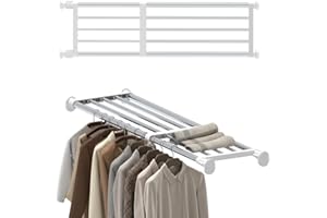 Hershii Expandable Shelf Rod Closet System Heavy Duty Clothes Hanger Adjustable DIY Storage Organizer Shoe Rack
